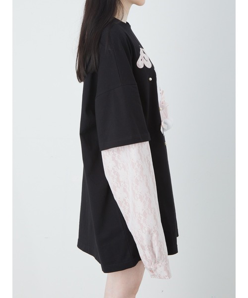Ank Rouge(アンクルージュ)の「ネコちゃんドッキングTE(Tシャツ/カットソー・レディース・ブラック/ブルー/ピンク・M)」の13枚目の写真