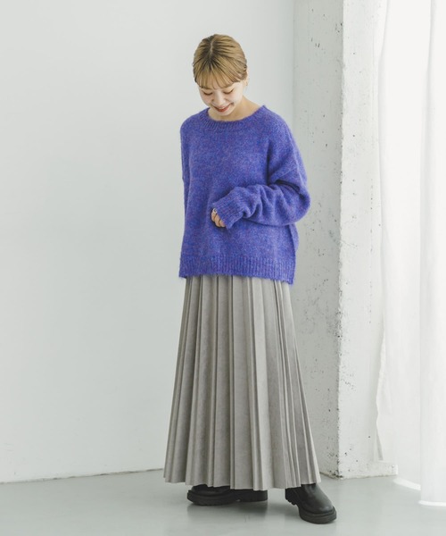 ITEMS URBANRESEARCH（アイテムズ アーバンリサーチ）の「フェイクスエードプリーツスカート（スカート・レディース・オレンジ/チャコールグレー/カーキ/ベージュ系その他・FREE）」の7枚目の写真