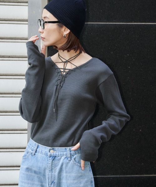 Theory レースアッププルオーバーニット Theory｜レースアッププルオーバーニット