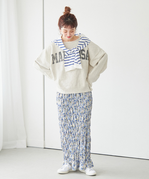 B.C STOCK（ベーセーストック）の「【Gleamy/グリーミー】フラワープリントスカート1（スカート・レディース・ブルー/イエロー・FREE）」の4枚目の写真