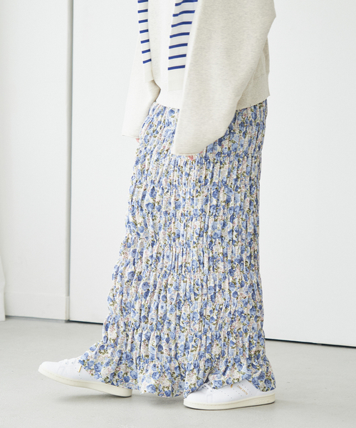 B.C STOCK（ベーセーストック）の「【Gleamy/グリーミー】フラワープリントスカート1（スカート・レディース・ブルー/イエロー・FREE）」の16枚目の写真