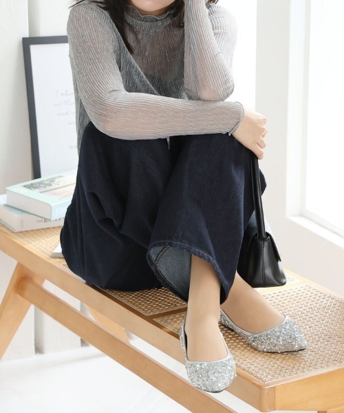 VIVIAN（ヴィヴィアン）の「ポインテッドトゥスパンコールフラットパンプス（パンプス・レディース・ブラック/シルバー/クリアブラック/シルバー系その他/アイボリー・S/M/L/LL）」の22枚目の写真