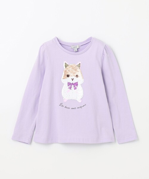 ANY(エニィ)の「ミラクルスパンコール 長袖 Tシャツ(Tシャツ/カットソー・キッズ・ライラック系/ネイビー系/ピンク系・130/120/100/110)」の9枚目の写真