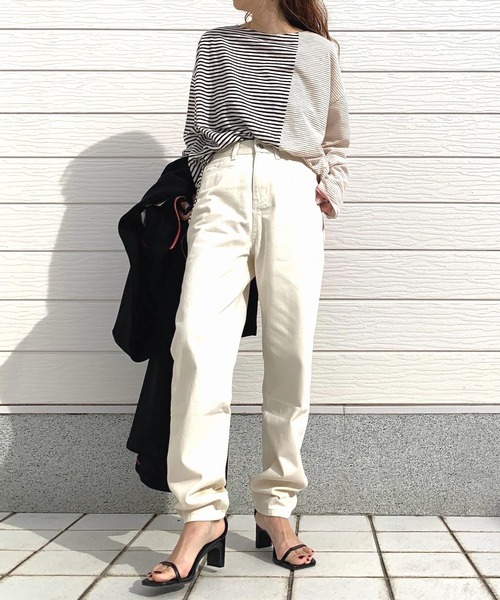 Q(キュー)の「ボーダーアシメロンT(Tシャツ/カットソー・レディース・ブルー系その他/ホワイト系その他・MEDIUM)」の13枚目の写真
