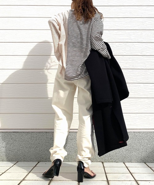 Q(キュー)の「ボーダーアシメロンT(Tシャツ/カットソー・レディース・ブルー系その他/ホワイト系その他・MEDIUM)」の14枚目の写真