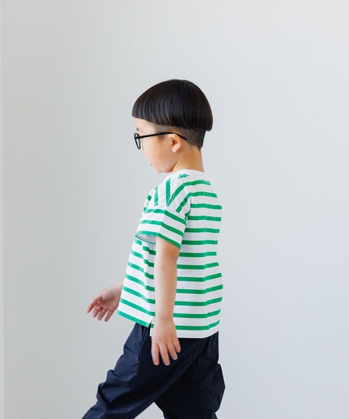 LOWRYS FARM（ローリーズファーム）の「ＵＳＡボーダーＴシャツＳＳ＊　104007（Tシャツ/カットソー・キッズ・レッド/ブラック/ブルー/ピンク/グリーン・110cm/120cm/130cm/140cm/150cm）」の3枚目の写真