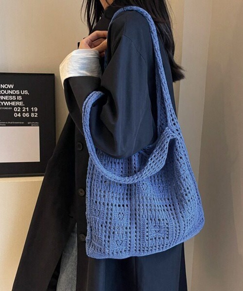 Miniministore(ミニミニストア)の「ニットバッグ クロシェ編み トートバッグ(トートバッグ・レディース・アイボリー/ライトブルー/グレー/ブラウン/グリーン/ベージュ/サンドベージュ/ダークブルー/ダークブラウン/ラベンダー・FREE)」の9枚目の写真