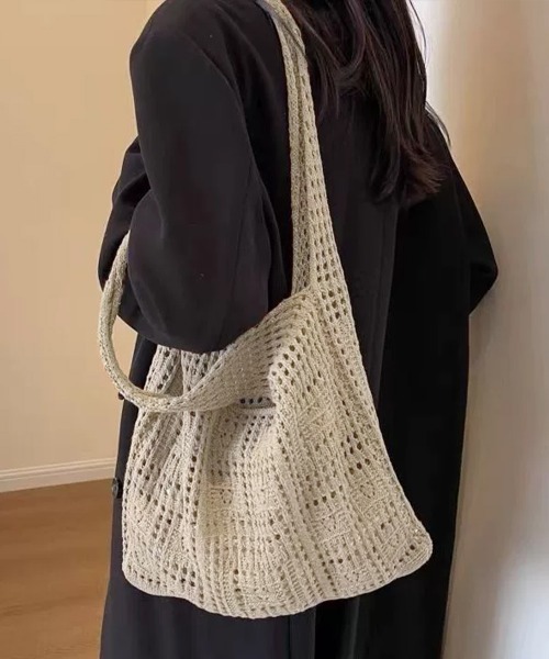 Miniministore(ミニミニストア)の「ニットバッグ クロシェ編み トートバッグ(トートバッグ・レディース・アイボリー/ライトブルー/グレー/ブラウン/グリーン/ベージュ/サンドベージュ/ダークブルー/ダークブラウン/ラベンダー・FREE)」の7枚目の写真