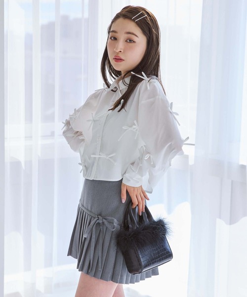 one after another NICE CLAUP(ワンアフターアナザーナイスクラップ)の「リボンいっぱいショートシャツ blouse collection(シャツ/ブラウス・レディース・サックスブルー/ブラック/オフホワイト・FREE)」の15枚目の写真