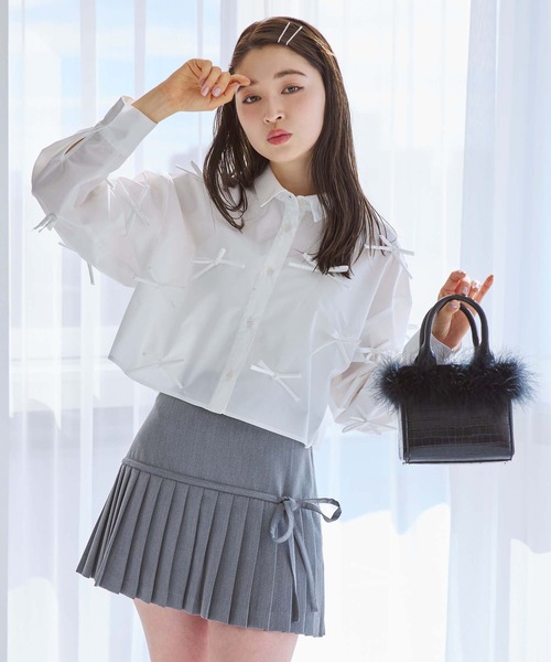 one after another NICE CLAUP(ワンアフターアナザーナイスクラップ)の「リボンいっぱいショートシャツ blouse collection(シャツ/ブラウス・レディース・サックスブルー/ブラック/オフホワイト・FREE)」の16枚目の写真