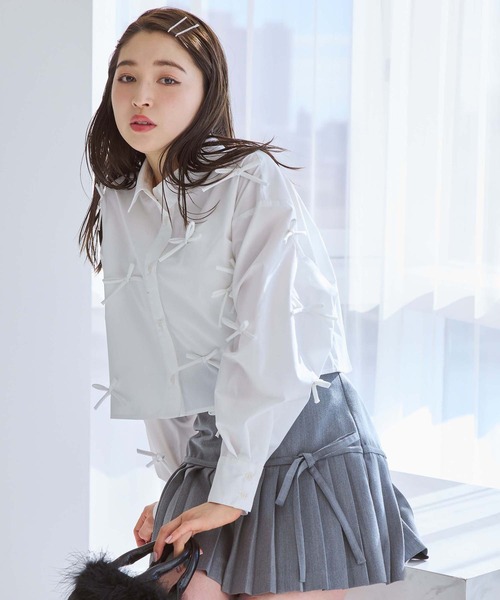 one after another NICE CLAUP(ワンアフターアナザーナイスクラップ)の「リボンいっぱいショートシャツ blouse collection(シャツ/ブラウス・レディース・サックスブルー/ブラック/オフホワイト・FREE)」の17枚目の写真