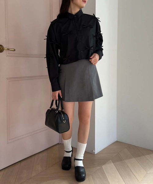 one after another NICE CLAUP(ワンアフターアナザーナイスクラップ)の「リボンいっぱいショートシャツ blouse collection(シャツ/ブラウス・レディース・サックスブルー/ブラック/オフホワイト・FREE)」の18枚目の写真