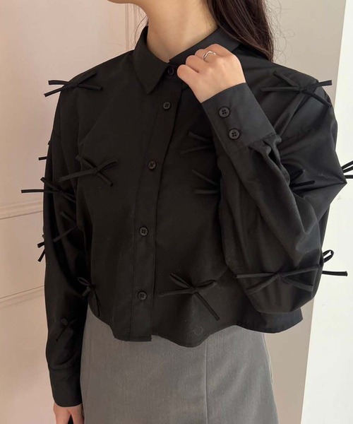 セール】リボンいっぱいショートシャツ blouse collection（シャツ