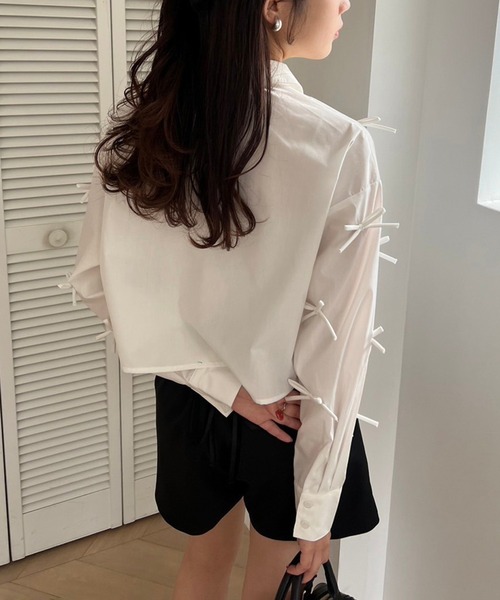 one after another NICE CLAUP(ワンアフターアナザーナイスクラップ)の「リボンいっぱいショートシャツ blouse collection(シャツ/ブラウス・レディース・サックスブルー/ブラック/オフホワイト・FREE)」の11枚目の写真