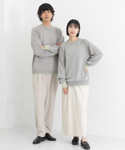 SENSE OF PLACE by URBAN RESEARCH（センスオブプレイスバイアーバンリサーチ）の「『ユニセックス』『洗濯可』リブハイショクラインセーター（ニット/セーター・メンズ・ネイビー/ライトベージュ/グレー・MEDIUM/LARGE）」の5枚目の写真