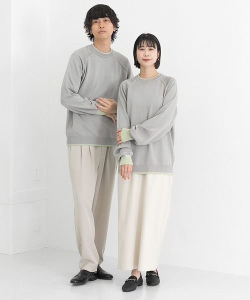 SENSE OF PLACE by URBAN RESEARCH（センスオブプレイスバイアーバンリサーチ）の「『ユニセックス』『洗濯可』リブハイショクラインセーター（ニット/セーター・メンズ・ネイビー/ライトベージュ/グレー・MEDIUM/LARGE）」の6枚目の写真