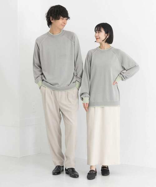 SENSE OF PLACE by URBAN RESEARCH（センスオブプレイスバイアーバンリサーチ）の「『ユニセックス』『洗濯可』リブハイショクラインセーター（ニット/セーター・メンズ・ネイビー/ライトベージュ/グレー・MEDIUM/LARGE）」の7枚目の写真