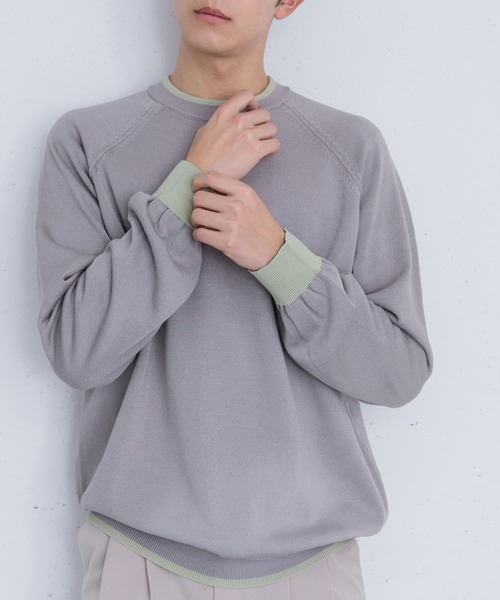 SENSE OF PLACE by URBAN RESEARCH（センスオブプレイスバイアーバンリサーチ）の「『ユニセックス』『洗濯可』リブハイショクラインセーター（ニット/セーター・メンズ・ネイビー/ライトベージュ/グレー・MEDIUM/LARGE）」の15枚目の写真