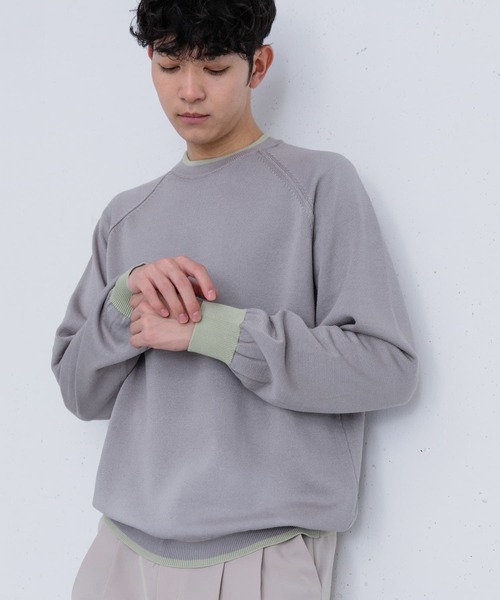 SENSE OF PLACE by URBAN RESEARCH（センスオブプレイスバイアーバンリサーチ）の「『ユニセックス』『洗濯可』リブハイショクラインセーター（ニット/セーター・メンズ・ネイビー/ライトベージュ/グレー・MEDIUM/LARGE）」の16枚目の写真