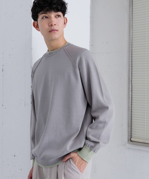 SENSE OF PLACE by URBAN RESEARCH（センスオブプレイスバイアーバンリサーチ）の「『ユニセックス』『洗濯可』リブハイショクラインセーター（ニット/セーター・メンズ・ネイビー/ライトベージュ/グレー・MEDIUM/LARGE）」の17枚目の写真