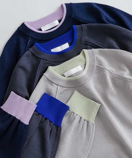 SENSE OF PLACE by URBAN RESEARCH（センスオブプレイスバイアーバンリサーチ）の「『ユニセックス』『洗濯可』リブハイショクラインセーター（ニット/セーター・メンズ・ネイビー/ライトベージュ/グレー・MEDIUM/LARGE）」の21枚目の写真