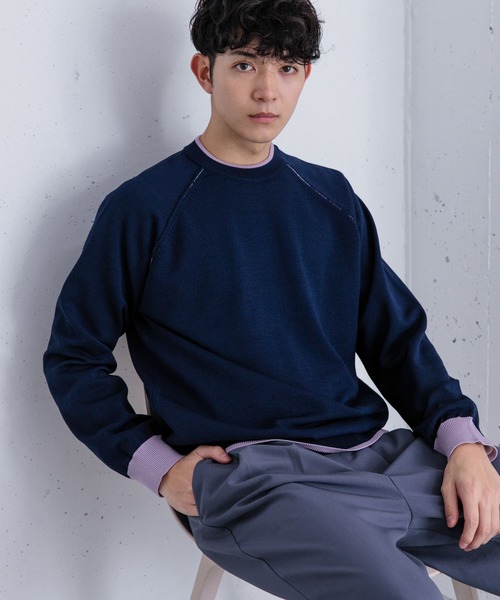 SENSE OF PLACE by URBAN RESEARCH(センスオブプレイスバイアーバンリサーチ)の「『ユニセックス』『洗濯可』リブハイショクラインセーター(ニット/セーター・メンズ・ネイビー/ライトベージュ/グレー・MEDIUM/LARGE)」の12枚目の写真
