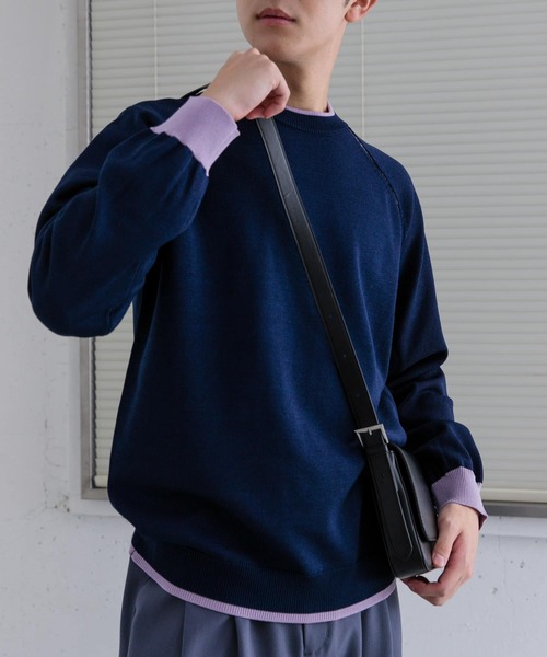 SENSE OF PLACE by URBAN RESEARCH(センスオブプレイスバイアーバンリサーチ)の「『ユニセックス』『洗濯可』リブハイショクラインセーター(ニット/セーター・メンズ・ネイビー/ライトベージュ/グレー・MEDIUM/LARGE)」の14枚目の写真