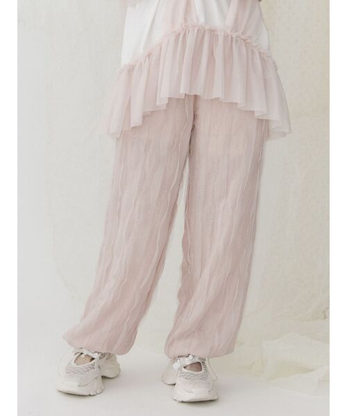 merry jenny（メリージェニー）の「チュールパラシュートパンツ（カーゴパンツ・レディース・オフホワイト/ブラック/ピンク・FREE）」の4枚目の写真