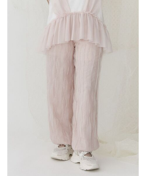 merry jenny（メリージェニー）の「チュールパラシュートパンツ（カーゴパンツ・レディース・オフホワイト/ブラック/ピンク・FREE）」の9枚目の写真