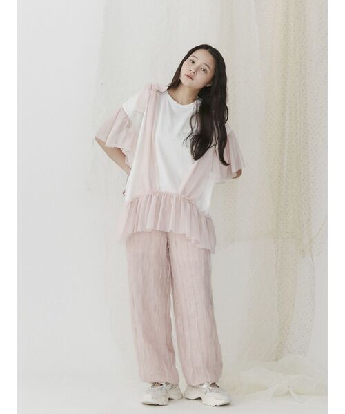 merry jenny（メリージェニー）の「チュールパラシュートパンツ（カーゴパンツ・レディース・オフホワイト/ブラック/ピンク・FREE）」の12枚目の写真
