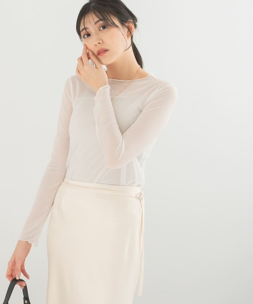 Torrazzo Donna(トラッゾドンナ)の「TORRAZZO DONNA シアーカットソー(Tシャツ/カットソー・レディース・ブラック/ライトブラウン/ホワイト・FREE)」の2枚目の写真