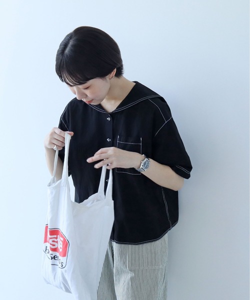 PAR ICI(パーリッシィ)の「ウェーブボイル セーラーブラウス(シャツ/ブラウス・レディース・ホワイト/ブルー/ブラック/その他・FREE)」の2枚目の写真