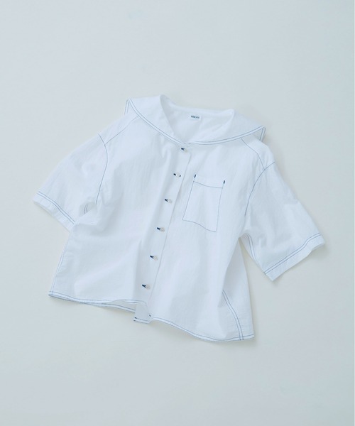 PAR ICI(パーリッシィ)の「ウェーブボイル セーラーブラウス(シャツ/ブラウス・レディース・ホワイト/ブルー/ブラック/その他・FREE)」の5枚目の写真