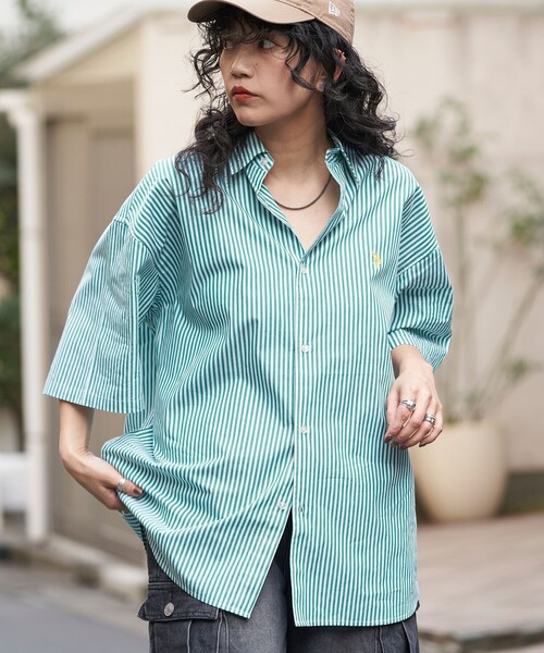 PUBLUX（パブリュクス）の「U.S.POLO ASSN/ユーエスポロアッスン 別注 ワンポイント刺繍ショートスリーブシャツ/ユニセックス/レギュラーカラーシャツ(限定展開)（シャツ/ブラウス・メンズ・ブラック/ブラック系その他/グリーン/ホワイト/ネイビー・SMALL/MEDIUM/LARGE）」の21枚目の写真