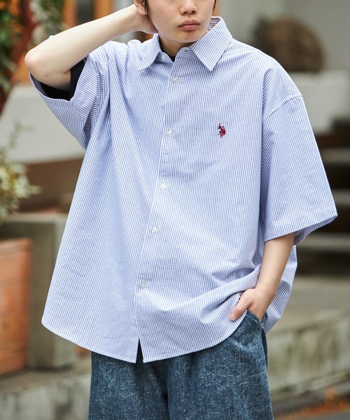 PUBLUX（パブリュクス）の「U.S.POLO ASSN/ユーエスポロアッスン 別注 ワンポイント刺繍ショートスリーブシャツ/ユニセックス/レギュラーカラーシャツ(限定展開)（シャツ/ブラウス・メンズ・ブラック/ブラック系その他/グリーン/ホワイト/ネイビー・SMALL/MEDIUM/LARGE）」の5枚目の写真