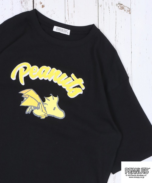 PEANUTS(ピーナッツ)の「PEANUTS ヘビーウエイトドロップショルダーTシャツ(Tシャツ/カットソー・メンズ・ネイビー/ブラック/ベージュ/杢グレー/ライトカーキ/コーラル・LL/S/M/L)」の2枚目の写真