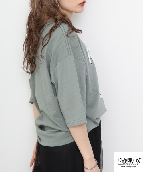 PEANUTS(ピーナッツ)の「PEANUTS ヘビーウエイトドロップショルダーTシャツ(Tシャツ/カットソー・メンズ・ネイビー/ブラック/ベージュ/杢グレー/ライトカーキ/コーラル・LL/S/M/L)」の10枚目の写真