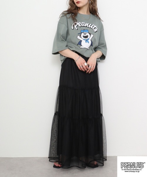 PEANUTS(ピーナッツ)の「PEANUTS ヘビーウエイトドロップショルダーTシャツ(Tシャツ/カットソー・メンズ・ネイビー/ブラック/ベージュ/杢グレー/ライトカーキ/コーラル・LL/S/M/L)」の13枚目の写真