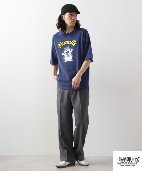 PEANUTS(ピーナッツ)の「PEANUTS ヘビーウエイトドロップショルダーTシャツ(Tシャツ/カットソー・メンズ・ネイビー/ブラック/ベージュ/杢グレー/ライトカーキ/コーラル・LL/S/M/L)」の8枚目の写真