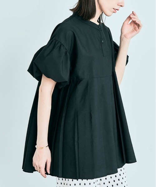 kirakiraShop（キラキラショップ）の「プリーツ 切り替え パフ ブラウス（シャツ/ブラウス・レディース・ブラック/ベージュ系その他/オフホワイト/ブルー/ブルー系/ピンク系・FREE）」の9枚目の写真