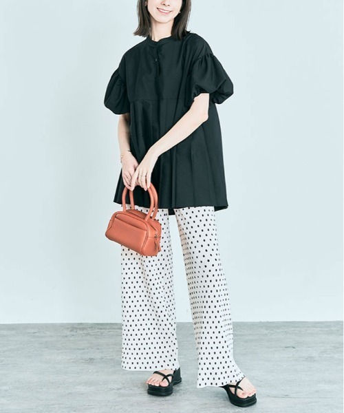 kirakiraShop（キラキラショップ）の「プリーツ 切り替え パフ ブラウス（シャツ/ブラウス・レディース・ブラック/ベージュ系その他/オフホワイト/ブルー/ブルー系/ピンク系・FREE）」の11枚目の写真