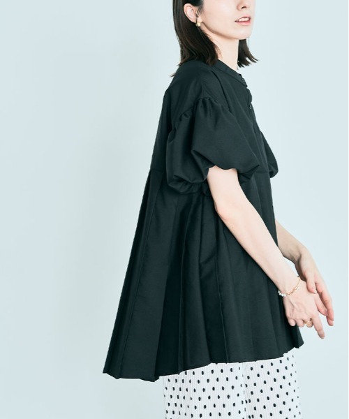 kirakiraShop（キラキラショップ）の「プリーツ 切り替え パフ ブラウス（シャツ/ブラウス・レディース・ブラック/ベージュ系その他/オフホワイト/ブルー/ブルー系/ピンク系・FREE）」の16枚目の写真