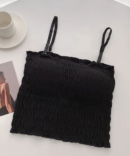 ammy.（エイミードット）の「【 ammy. / エイミードット 】 シャーリング カップ付き  キャミソール（キャミソール・レディース・ホワイト/グレー/ブラック/ダークグリーン/キャメル・FREE）」の14枚目の写真