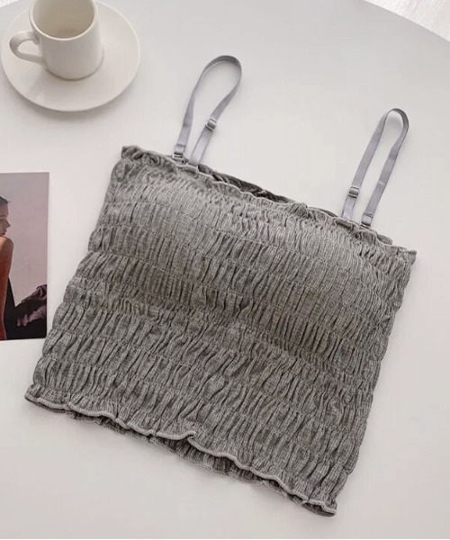 ammy.（エイミードット）の「【 ammy. / エイミードット 】 シャーリング カップ付き  キャミソール（キャミソール・レディース・ホワイト/グレー/ブラック/ダークグリーン/キャメル・FREE）」の15枚目の写真