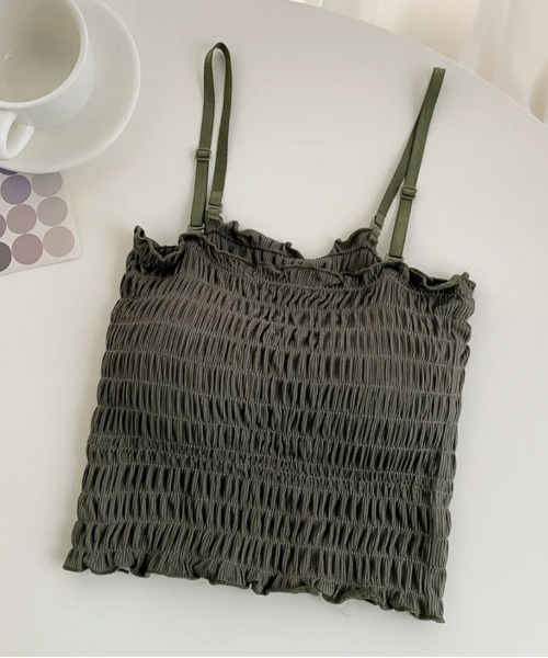 ammy.（エイミードット）の「【 ammy. / エイミードット 】 シャーリング カップ付き  キャミソール（キャミソール・レディース・ホワイト/グレー/ブラック/ダークグリーン/キャメル・FREE）」の16枚目の写真