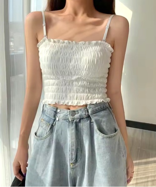 ammy.（エイミードット）の「【 ammy. / エイミードット 】 シャーリング カップ付き  キャミソール（キャミソール・レディース・ホワイト/グレー/ブラック/ダークグリーン/キャメル・FREE）」の20枚目の写真