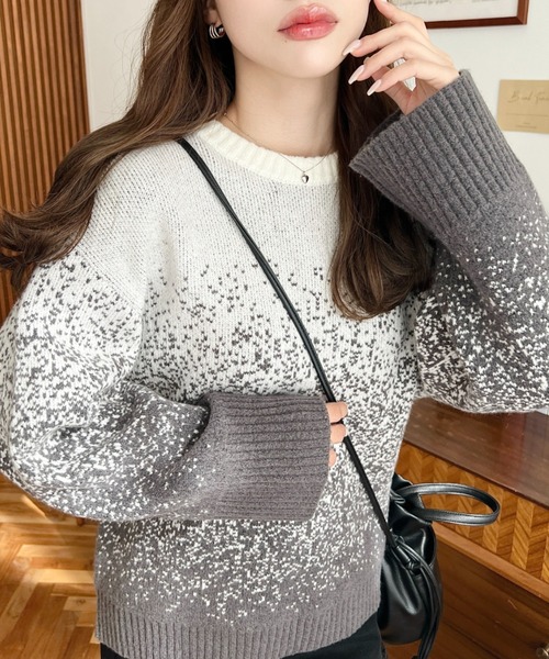 セール】グラデーションジャガードニットプルオーバー（ニット  