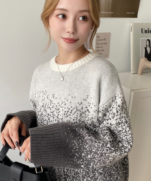 セール】グラデーションジャガードニットプルオーバー（ニット  