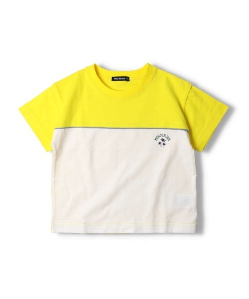 Moujonjon（ムージョンジョン）の「バイカラー切替半袖Tシャツ（Tシャツ/カットソー・キッズ・ブルー/イエロー・80/90/100/110/120/130/140）」の2枚目の写真