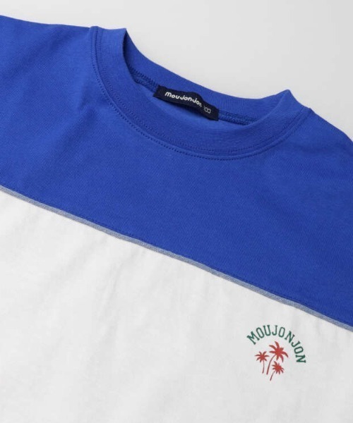Moujonjon（ムージョンジョン）の「バイカラー切替半袖Tシャツ（Tシャツ/カットソー・キッズ・ブルー/イエロー・80/90/100/110/120/130/140）」の4枚目の写真